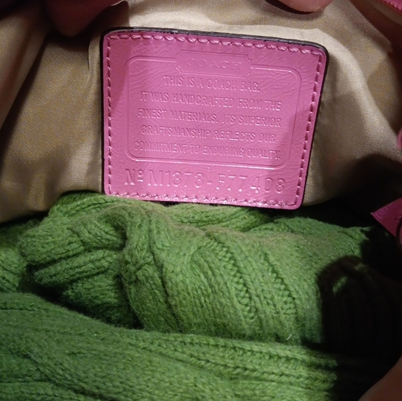 Coach Nylon Signature Pink Shoulder Bag Used Authentic - Picture 5 of 5